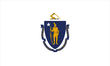 Flag pine tree Massachusetts state field arms 1971